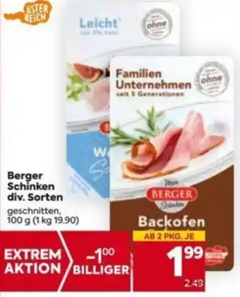 Billa Berger Schinken div. Sorten 100g Angebot