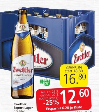 Spar Zwettler Export Lager 0.5 Liter Angebot