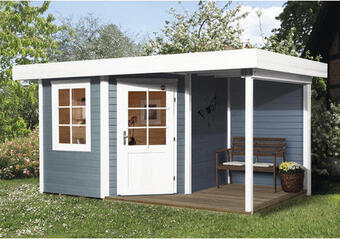 Hornbach Gartenhaus weka mit fußboden und schleppdach 396 x 238 cm grau Angebot
