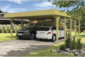 Hornbach Doppelcarport skan holz friesland inkl. abstellraum 557x708 cm tauchimprägniert Angebot