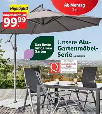 Lidl Alu-Gartenmöbel-Serie Ampelschirm Angebot