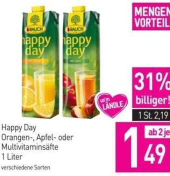 Sutterlüty Happy Day Orangen-, Apfel-oder Multivitaminsäfte 1 Liter Angebot