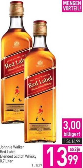 Sutterlüty Johnnie Walker Red Label Blended Scotch Whisky 0,7 Liter Angebot