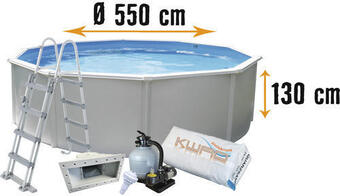 Hornbach Aufstellpool stahlwandpool-set steely supreme rund ø 550x130 cm inkl. sandfilteranlage, skimmer, leiter, filtersand, bodensch Angebot