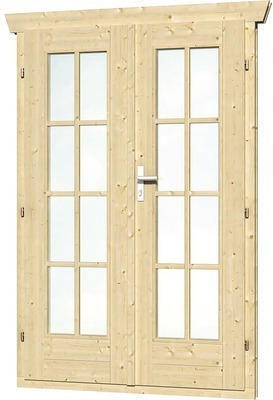 Hornbach Doppeltür für gartenhaus 28 mm skan holz vollverglast 123,4x193 cm, natur Angebot
