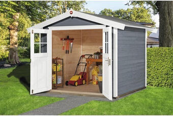 Hornbach Gartenhaus weka massivholz 240 x 205 cm grau-weiß Angebot