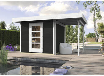 Hornbach Gartenhaus weka finline profil gr.3 mit fußboden und schleppdach 295 x 300 cm anthrazit-weiß Angebot