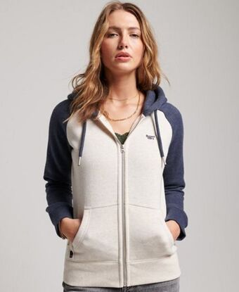 Vintage logo embroidered baseball zip hoodie