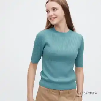 UNIQLO 100% extra fine merino ribbed half sleeved short jumper Angebot