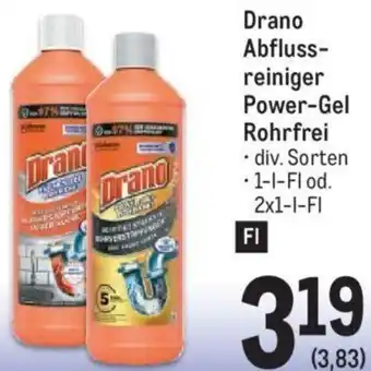 Metro Drano Abfluss-reiniger Power-Gel Rohrfrei 2x1-l-Fl Angebot
