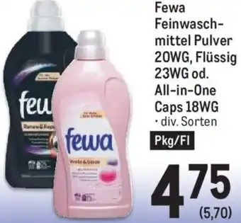 Metro Fewa Feinwasch-mittel Pulver 20WG, Flüssig 23WG, od. All-in-One Caps 18WG Angebot