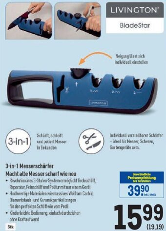 Metro Livington 3-in-1 Messerschärfer Macht Alte Messer Scharf wie neu Angebot