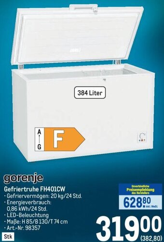 Metro gorenje Gefriertruhe FH401CW Angebot