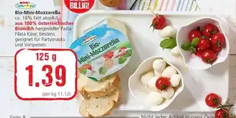 Spar Bio- Mini- Mozzarella 125 g Angebot