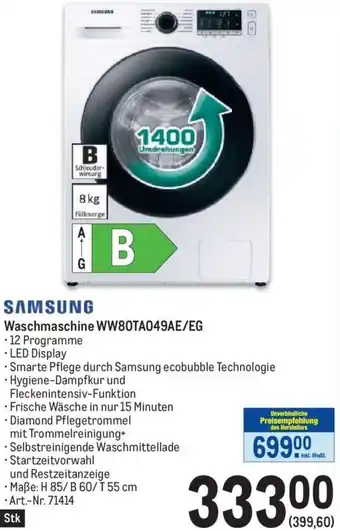 Metro Samsung Waschmaschine WW80TA049AE/EG Angebot