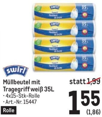 Metro swirl Müllbeutel mit Tragegriff weiß 35L Angebot