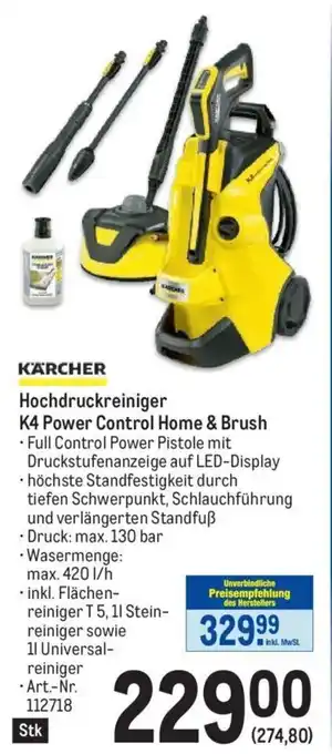 Metro K'a'rcher Hochdruckreiniger K4 Power Control Home & Brush Angebot