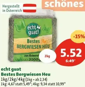 Fressnapf echt guat Bestes Bergwiesen Heu 2kg Angebot