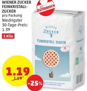 PENNY Wiener Zucker Feinkristall-Zucker 1 kilo Angebot