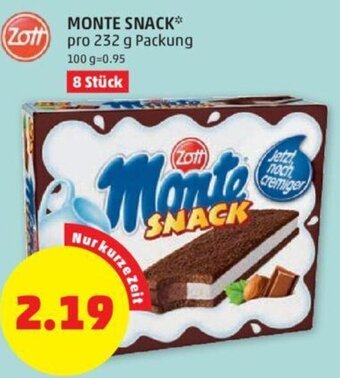 PENNY Zott Monte Snack 232 g Angebot