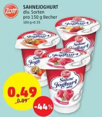PENNY Zott Sahnejoghurt 150 g Angebot
