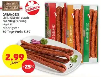 PENNY Cabanossi Chili, Käse od. Classic 300 g Angebot