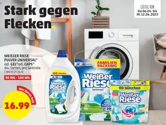 PENNY Weisser Riese Pulver Universal od. Gel od. Caps 80 WG-100WG Angebot