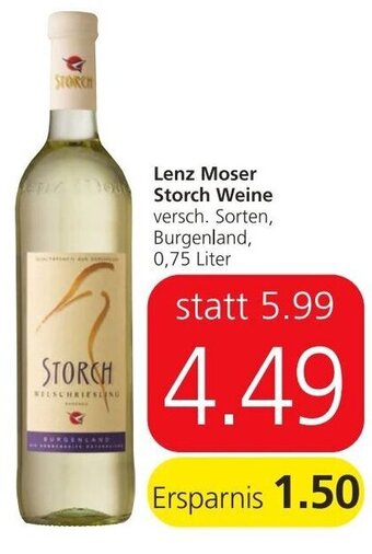 Spar Lenz Moser Storch Weine 0.75 Liter Angebot