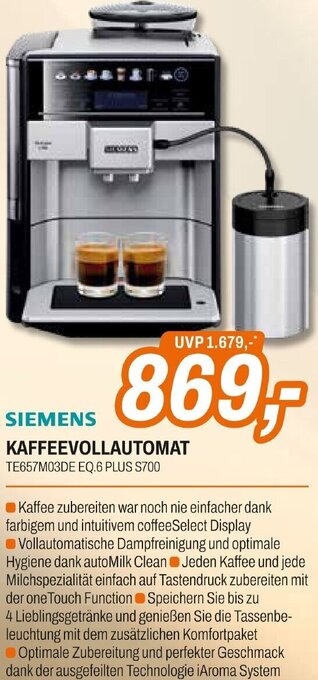 Expert Siemens Kaffeevollautomat Angebot