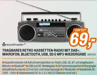 Expert Soundmaster Tragberes Retro-Kasseten-Radio Mit DAB+, Mikrofon, Bluetooth, USB, SD & MP3-Wiedergabe Angebot