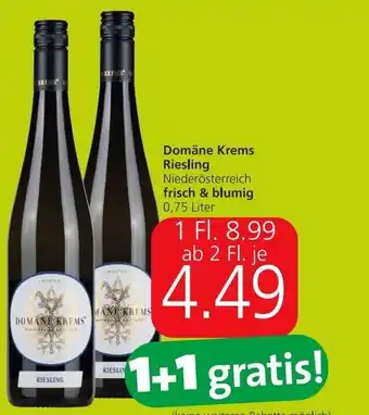 Spar Domane Krems Riesling Frisch & Bluming 0.75 Liter Angebot