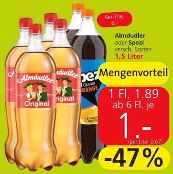 Spar Almdudler oder Spezi 1.5 Liter Angebot