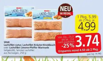 Spar Spar Lachsfilet Natur, Lachsfilet Krauter- Knoblauch 250 g Angebot