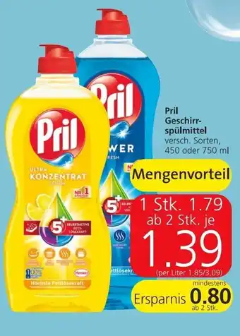 Spar Pril Geschirr- Spülmittel 450 oder 750 ml Angebot