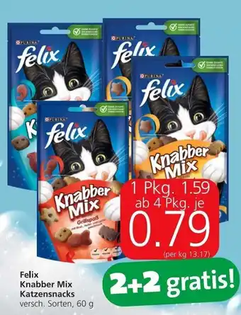 Spar Felix Knabber Mix Katzensnacks 60g Angebot