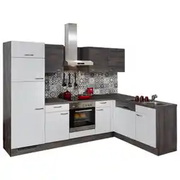 Möbelix Einbauküche eckküche möbelix pn100/80 mit geräte 275x175 cm in weiß/steineiche Angebot