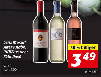 Nah&Frisch Lenz Moser Alter Knabe, Pfiffikus oder Fete Rose 0.75 L Angebot