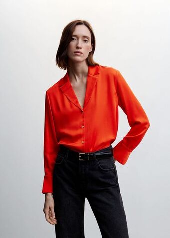 Mango Fließende bluse mit reverskragen Angebot