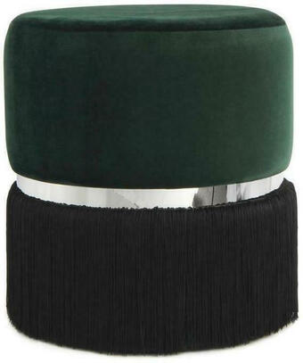 Möbelix Pouf samt/edelstahl silbern/ schwarz/dunkelgrün rund Angebot