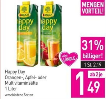 Sutterlüty Happy Day Orangen-, Apfel-oder Multivitaminsäfte 1 Liter Angebot