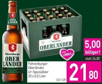 Sutterlüty Fohrenburger Oberländer Ur-Spezialbier 20 x 0,5 Liter Angebot