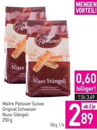 Sutterlüty Maitre Patissier Suisse Original Schweizer Nuss-Stängeli 250 g Angebot