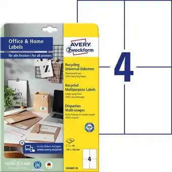 Pagro Diskont Avery zweckform recycling univ. etiketten 10 bl. lr3483-10 105 x 148 mm weiß Angebot