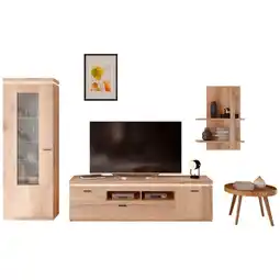 Möbelix Wohnkombination modern 3 tlg. mit led vancouver eichefarbe Angebot