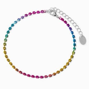 Claire's Rainbow anodized ombre silver chain anklet Angebot