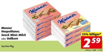Nah&Frisch Manner Neapolitaner, Snack Minis Milch oder Vollkorn 3er/4er-Pkg Angebot