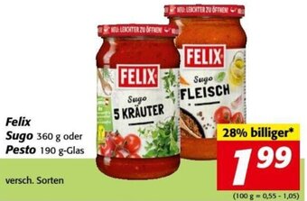 Nah&Frisch Felix Sugo 360 g oder Pesto 190 g Angebot