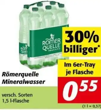 Nah&Frisch Römerquelle Mineralwasser 1,5 Liter Angebot