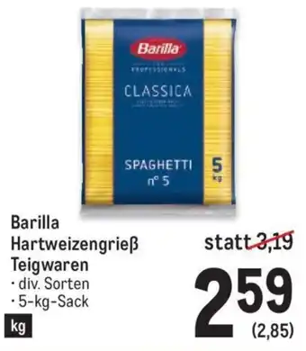 Metro Barilla Hartweizengrieß Teigwaren 5-kg Angebot