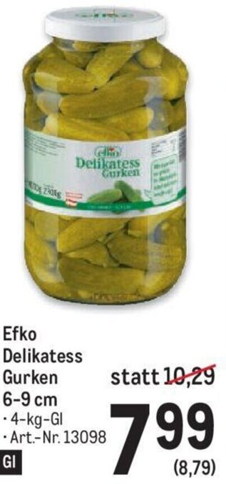 Metro Efko Delikatess Gurken 6-9cm Angebot